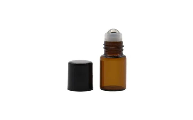Glasflaske Med Rullehoved 2 Ml Brun, Letvægts, Sort Plastlåg, Højde 35 Mm, Diameter 15 Mm - Hedenhus