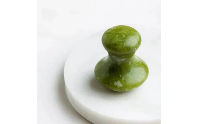 Gua Sha Massageværktøj I Grøn Jade 3,5 X 4 Cm, Naturlig Sten, Håndlavet - Hedenhus Champi