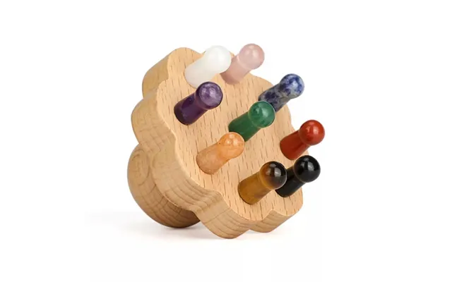Hovedbundsmassager Med 9 Krystaller Og Ægte Natursten - Bøgetræ, Ergonomisk Greb