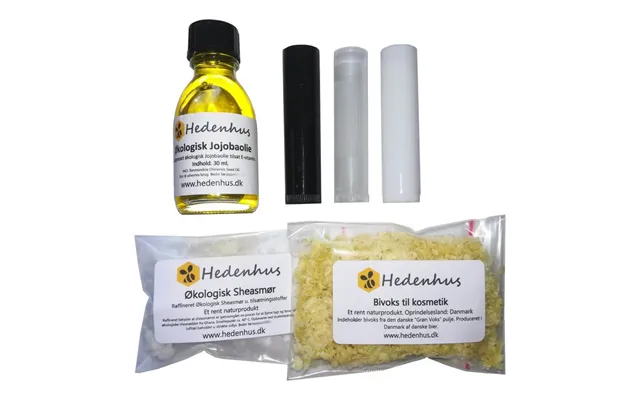 Lav Selv Læbepomadesæt - Naturlige Ingredienser, Dansk Bivoks, Øko Jojobaolie, Hvid Hylster