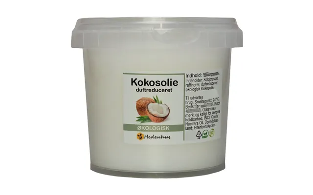 Økologisk Duftfri Kokosolie 500 G Koldpresset Fast Olie - Hedenhus