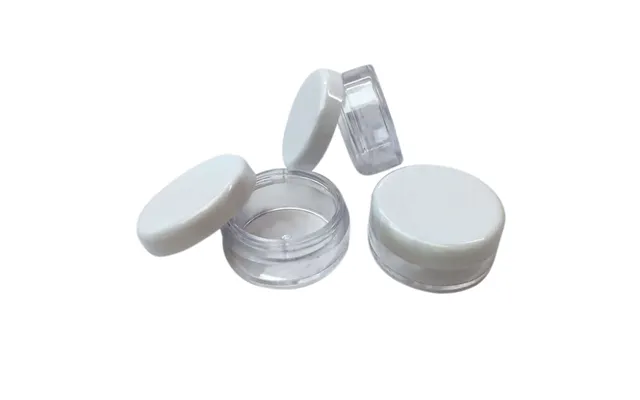 Rund Plast Beholder 5 Ml Med Hvidt Låg Til Kosmetik, Makeup Mv