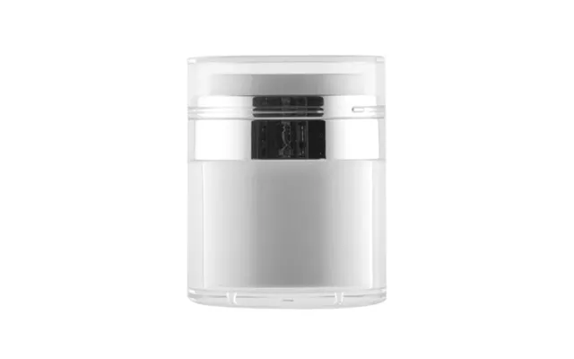 Slangeløs Krukke Med Pumpe 50 Ml - Hvid, Sølv, Hård Pp Plast, Genopfyldelig, Giftfri