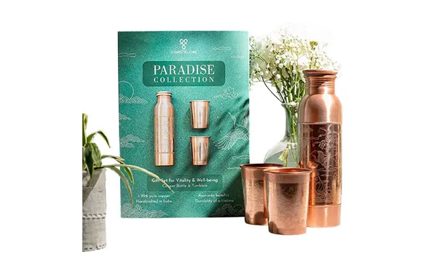 Kobber Drikkeflaske Og Krus Gavesæt Paradise 1x900ml 2x300ml