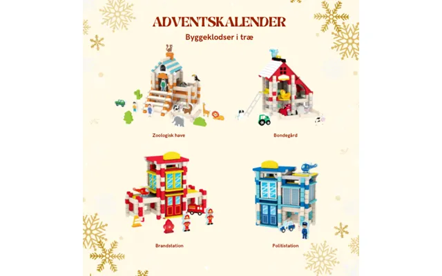 Adventskalender Byggeklodser I Træ 4 Temahuse