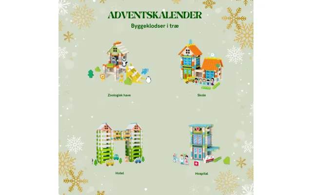 Adventskalender Med 4 Byggesæt I Træ Byens Eventyr