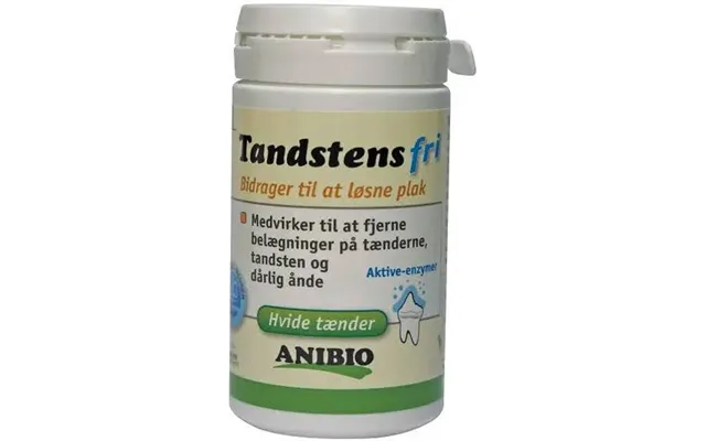 Anibio Hvide Tænder Tandsten Fri Bidrager Til At Løsne Plak Tilskudsprodukt Til Hunde Og Katte 60g