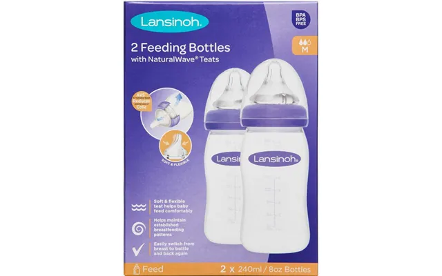 Lansinoh 2 Weithalsflaschen & Naturalwave Sauger 2 X 240ml