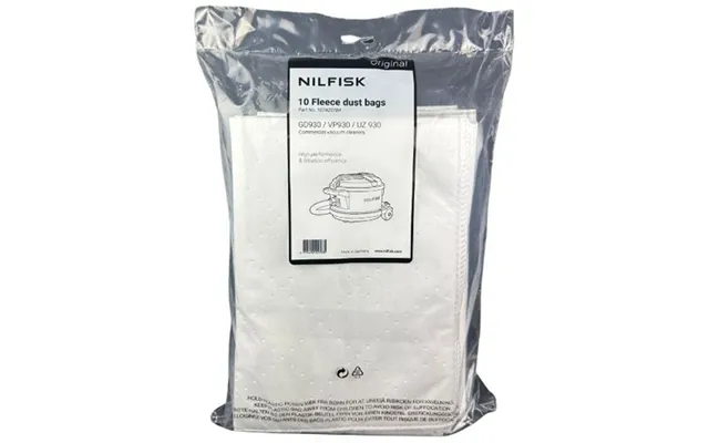 Nilfisk Original Fleece Dust Bags Part No. 107420784 Gd930 10 Stk
