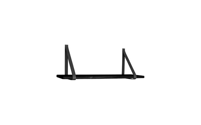Hylde I Sort Med Sorte Læderstropper 80x20 Cm - 4292015