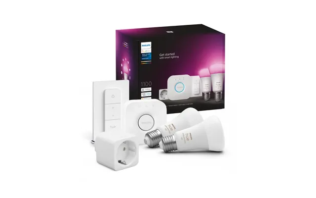 Philips Hue White And Color Ambiance E27 Startsæt 1100 Lm Med 2 Pærer - Bridge