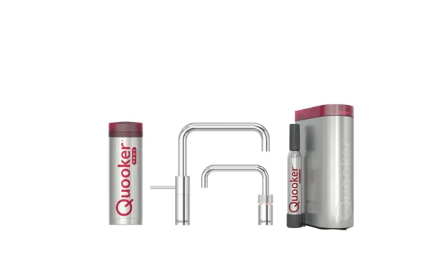 Quooker Twintaps Square Sæt M. 3l Krom Inkl. Pro3 & Cube Beholder