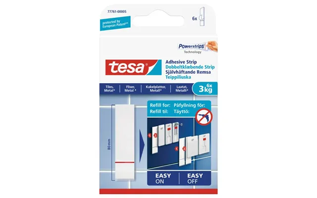Tesa Dobbeltklæbende Strips Til Fliser Og Metal 3 Kg - 6 Stk