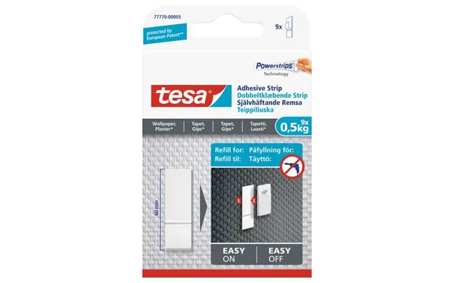Tesa Dobbeltklæbende Strips Til Tapet Og Gips 0,5 Kg - 9 Stk
