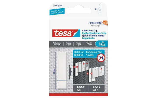 Tesa Dobbeltklæbende Strips Til Tapet Og Gips 1 Kg - 6 Stk.