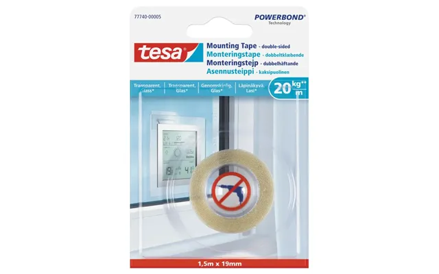 Tesa Monteringstape Til Transparente Overflader Og Glas 20 Kg M - Rulle