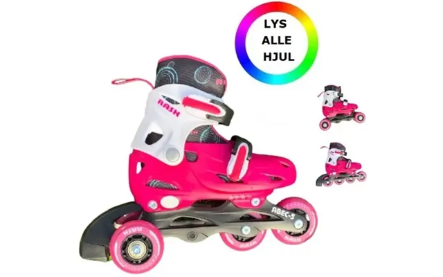 Rask Rulleskøjte 3-i-1 Pink Led - Justerbar Over Hele 4 Sko-numre Med Smart Kliksystem Str