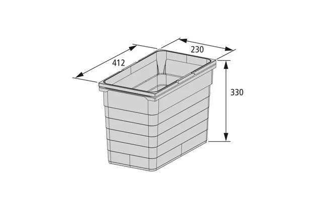 Ninka System, Løse Spande Og Tilbehør - 25 Liter H330x412x230 Lys Grå