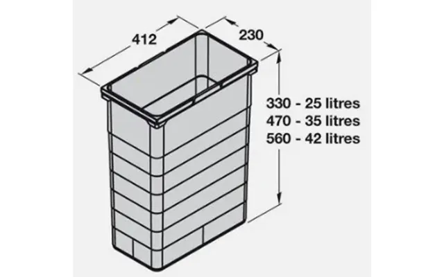 Ninka System, Løse Spande Og Tilbehør - 42 Liter H560x412x230 Lys Grå