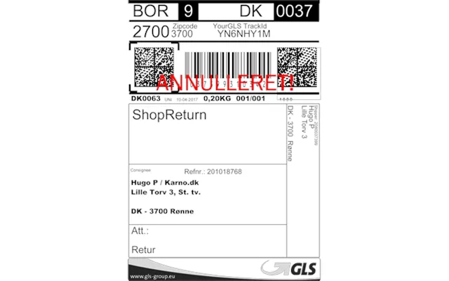 Returlabel Gls - Til Returneringer Af Varer Købt På Hugo-p.dk Print-selv Returlabel Kræver At Du Har En Printer Tilgænge