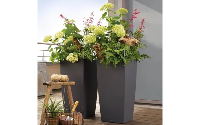 Lechuza Cubico Color Krukke Til Blomster Med Selvvandingssystem Slate 30 X 30 X H56 Cm