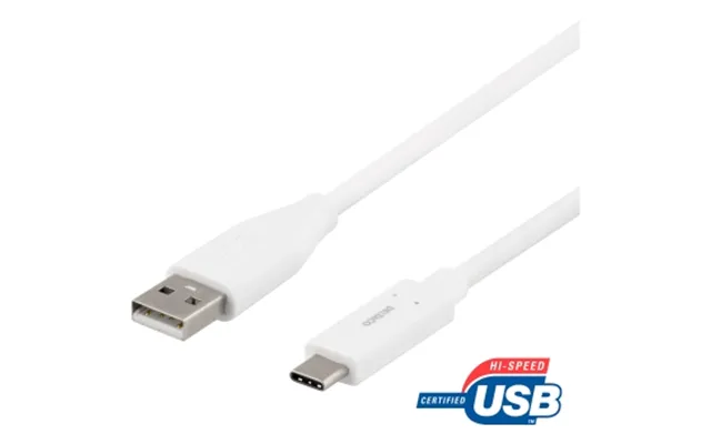 Deltaco Usb 2.0 Kabel, Type A - Type C Han, 0,5m, Hvid Usbc-1008 Modsvarer N A