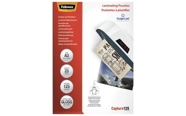 Fellowes Lamineringslommer A3 125 Mic. 25 Pk - Blank 5396501 Modsvarer N A
