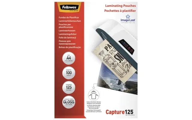 Fellowes Lamineringslommer A4 125 Mic. 100 Pk - Blank 5307407 Modsvarer N A