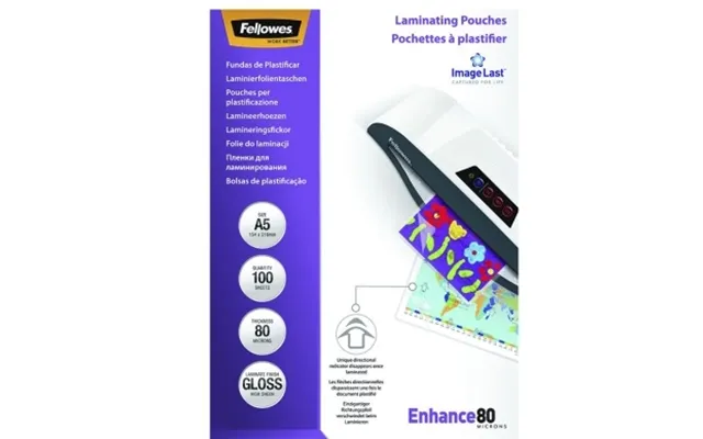 Fellowes Lamineringslommer A5 80 Mic. 100 Pk - Blank 5306002 Modsvarer N A
