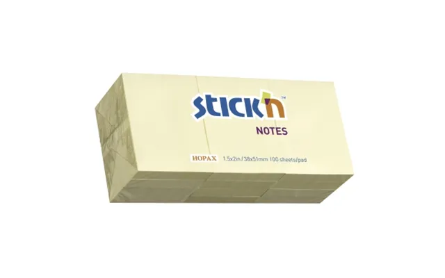 Stick'n Stick'n Notesblok 12st 38x51 100 Blad Gul 4712759210055 Modsvarer N A
