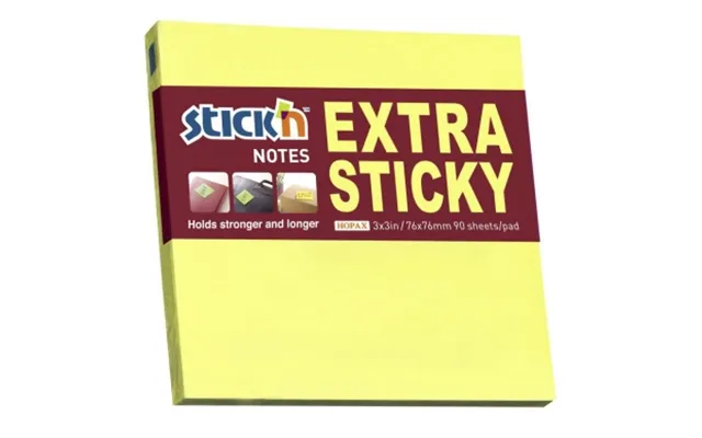Stick'n Stick'n Notesblok Extra Sticky 76x76 90 Blad Neon Gul 4712759216705 Modsvarer N A