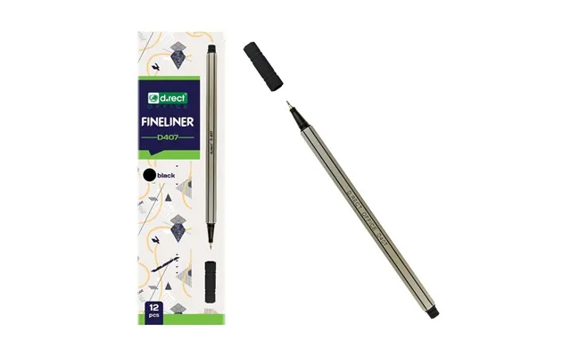 Fineliner - D407, 12 Stk Sort