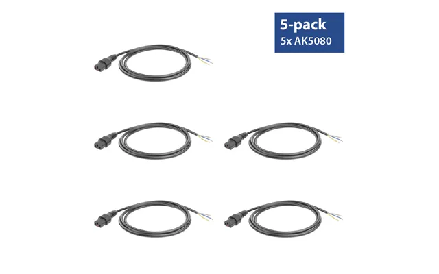 Act Powercord C13 Iec Lock - Open End Black 2 M, Pc1025, 5-pack