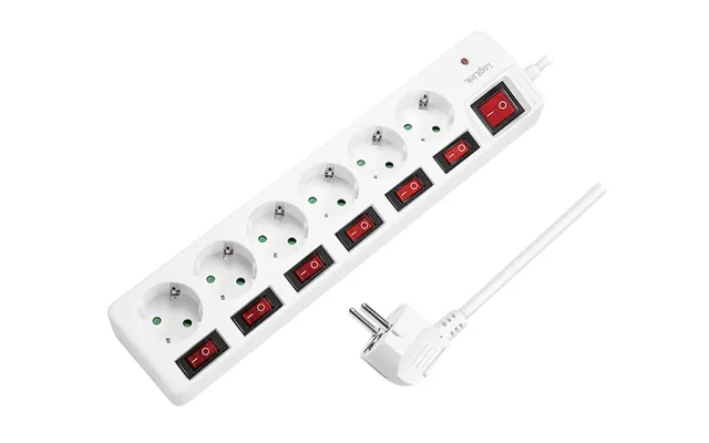 Logilink Power Strip 6-way With 7 Switches - 6x Cee 7 3