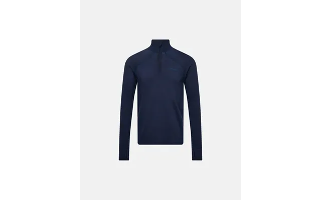 Langærmet T-shirt Half Zip 100% Merino Uld Navy