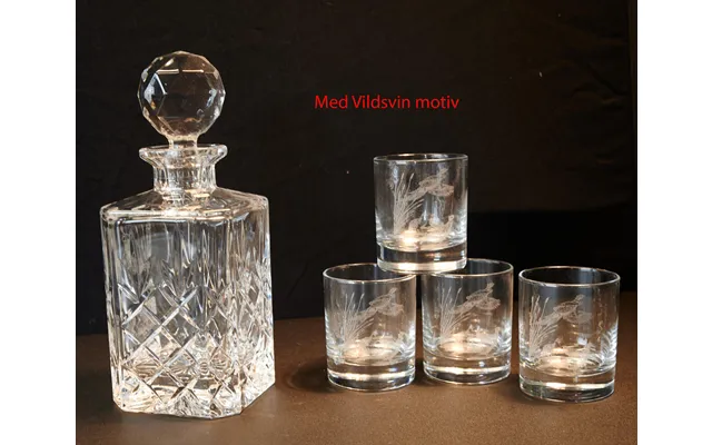 Karaffel M. 4 Glas - Vildsvin Motiv