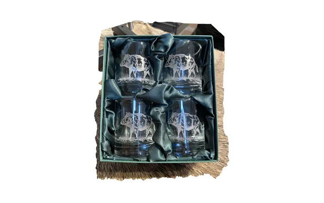Whisky Glas Med Vildsvin Motiv 4 Glas