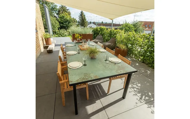 Terrassebord I Stål Med Keramisk Flise-bordplade - 120 X 260 Cm