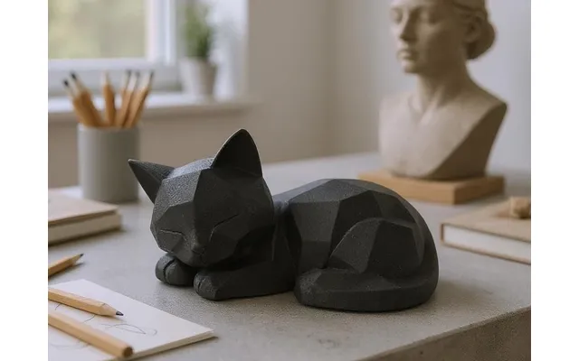 Delta Low-poly Sovende Kat - Onyx Black Sparkle