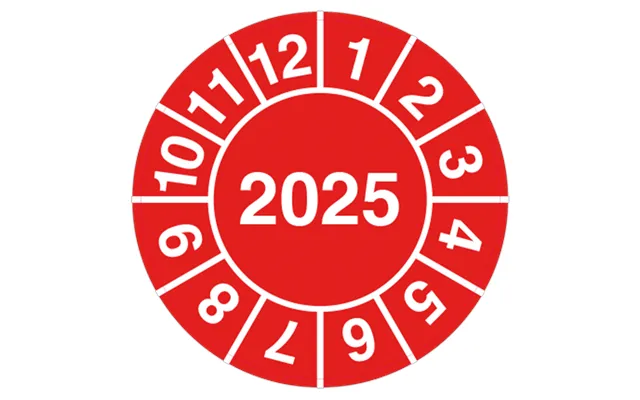 År 2025 Kalibreringsmærker Godkendelsesmærker Ark Á 10 Stk Ø 42mm Selvklæbende Vinyl