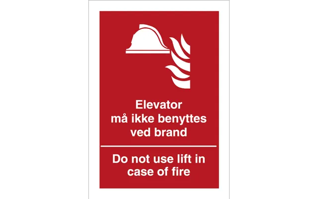 Brandskilt - Elevator Må Ikke Benyttes Ved Brand