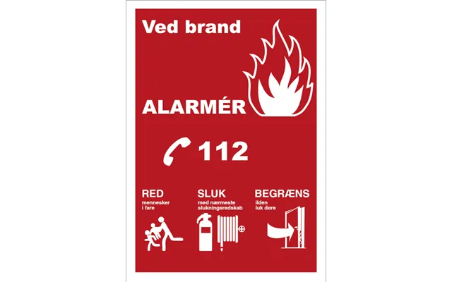 Brandskilt - Ved Brand Alarmer