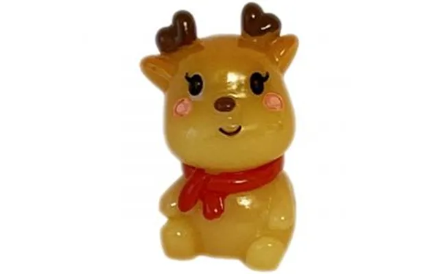 Jule Minifigur 3,5 Cm - Siddende Rensdyr Med Pink Kinder