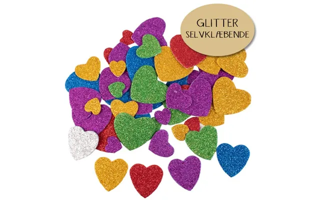 Mosgummi Hjerter Glitter - Selvklæbende