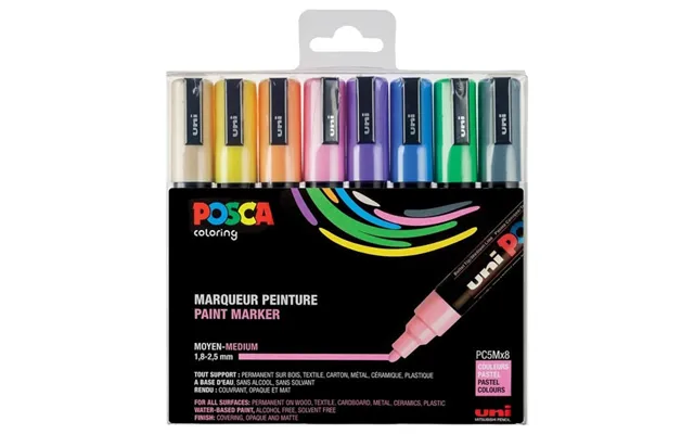 Posca Pc-3m Sæt - 8-pak Pastel Farver