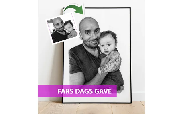 Fars Dags Gave - Portrættegning Efter Dine Fotos