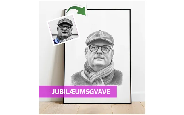 Jubilæumsgave - Portrættegning Efter Dine Fotos