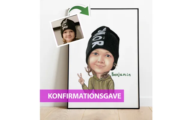 Konfirmationsgave - Karikaturtegning Efter Dine Fotos