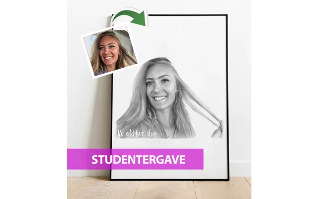 Studentergave - Portrættegning Efter Dine Fotos