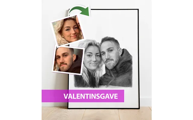 Valentinsgave- Portrættegning Efter Dine Fotos